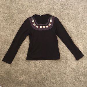 Miu Miu Long Sleeve Embellished Top